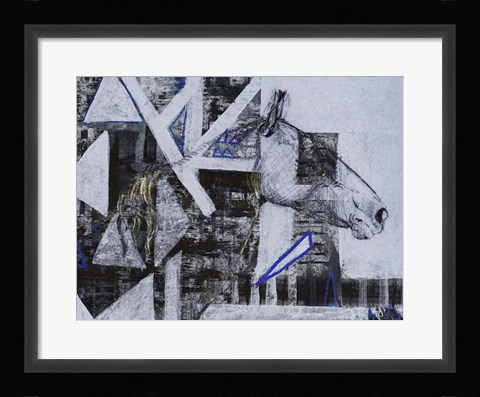 Framed Blue Horse I Print