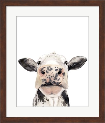 Framed Watercolor Cow Portrait II Print