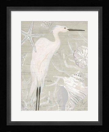 Framed Driftwood Heron I Print
