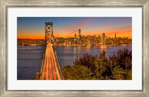Framed Bay Bridge and Evening Commute Print