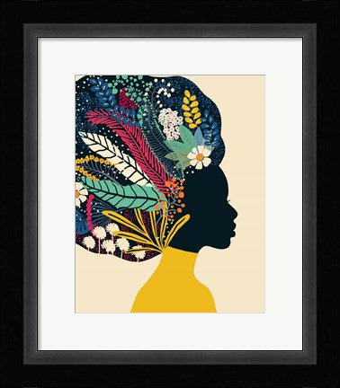 Framed Afro Woman In Yellow Print