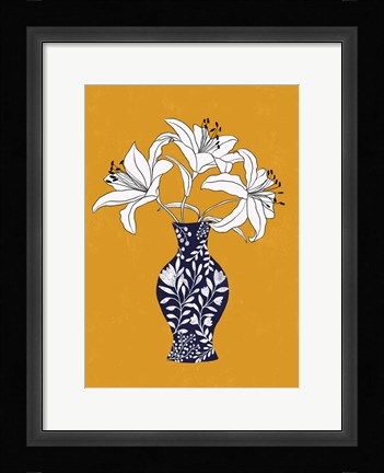 Framed Lily On Yellow Print
