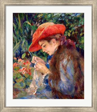 Framed Marie-Therese Durand-Ruel Sewing, 1882 Print