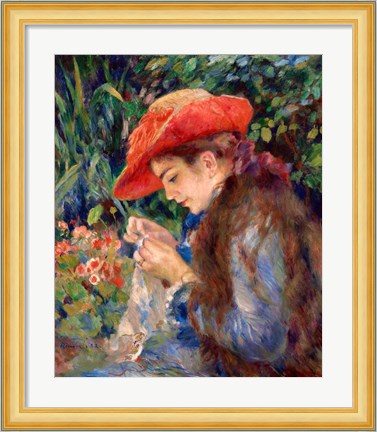 Framed Marie-Therese Durand-Ruel Sewing, 1882 Print