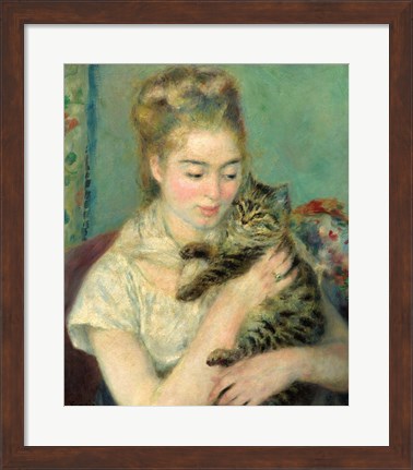 Framed Woman with Cat (Femme au chat), 1875 Print