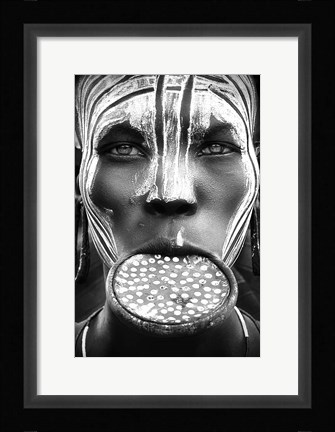 Framed Tribal Beauty - Ethiopia, Mursi People Print