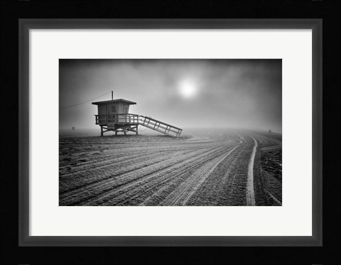 Framed Fog on the Beach - Santa Monica, California Print