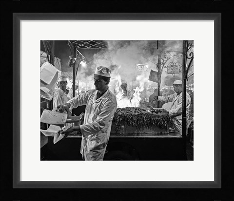 Framed Street Cooking Print