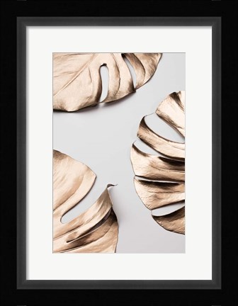 Framed Monstera Gold 1 Print