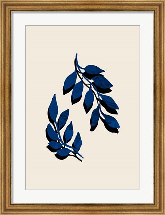 Framed Blue Twig Brush Print