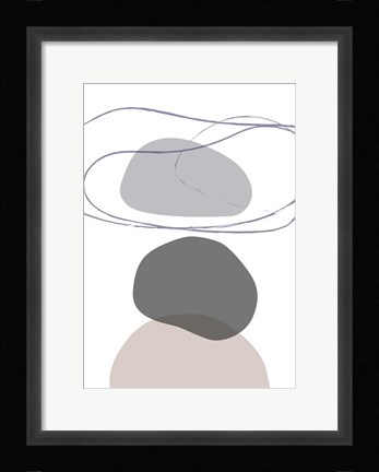 Framed New Shapes Beige 4 Print