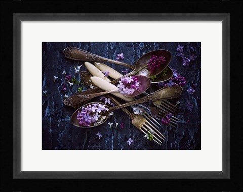 Framed Spoons &amp; Flowers Print