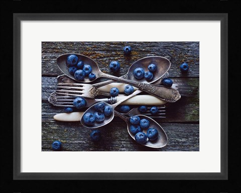 Framed Spoons &amp; Blueberry Print