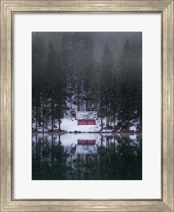 Framed Cottage by the Lake Print