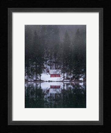Framed Cottage by the Lake Print