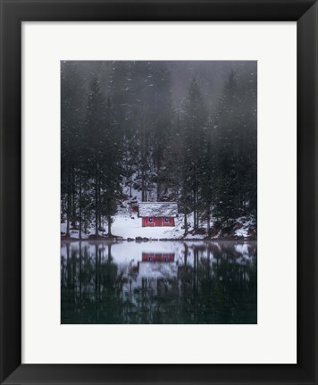 Framed Cottage by the Lake Print