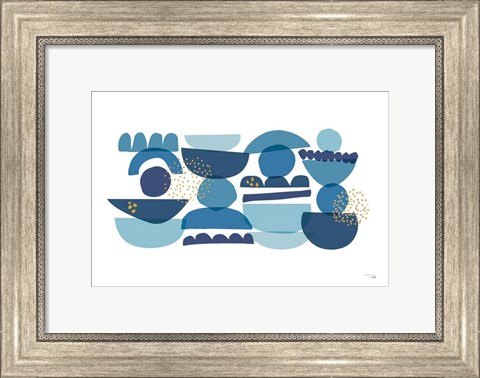 Framed Crowded Forms blue I Print