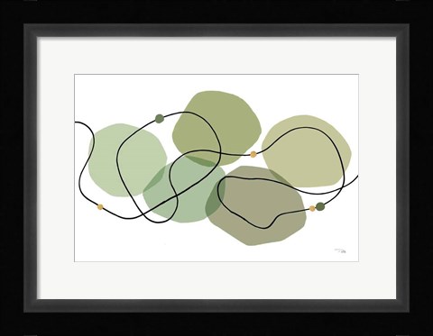 Framed Sinuous Trajectory green I Print