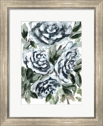 Framed Shadowed Blue Roses I Print