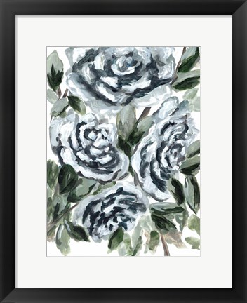 Framed Shadowed Blue Roses I Print