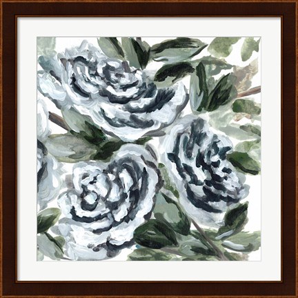 Framed Shadowed Blue Roses II Print