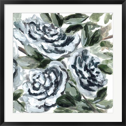 Framed Shadowed Blue Roses II Print