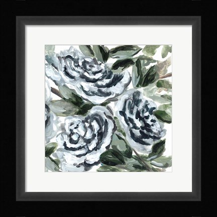 Framed Shadowed Blue Roses II Print
