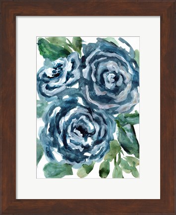 Framed Gentle Roses Blue Print