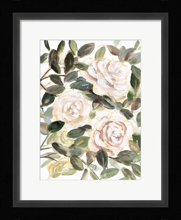 Framed Gentle Roses Yellow I Print