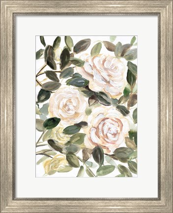 Framed Gentle Roses Yellow I Print