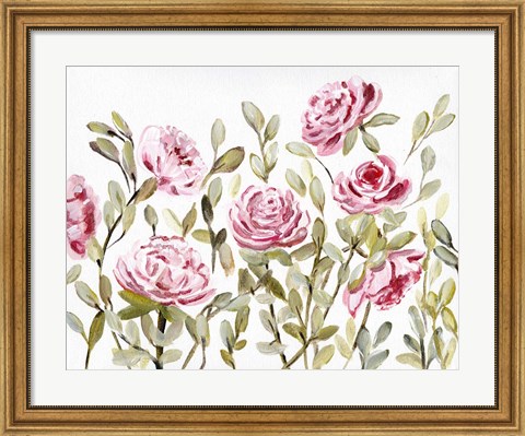 Framed Gentle Rosegarden Pink Print