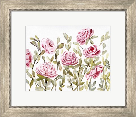 Framed Gentle Rosegarden Pink Print