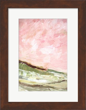 Framed Green and Pink Hills I Print