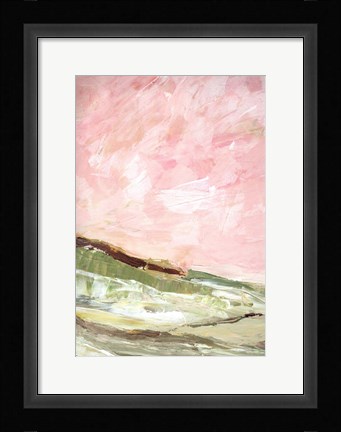 Framed Green and Pink Hills I Print