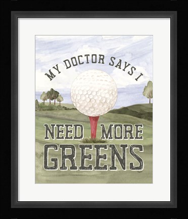 Framed Golf Days neutral portrait I-More Greens Print
