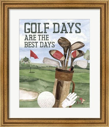 Framed Golf Days neutral portrait II-Best Days Print
