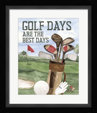 Framed Golf Days neutral portrait II-Best Days Print