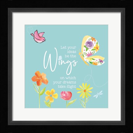 Framed Dreams Take Flight on Blue XI Print