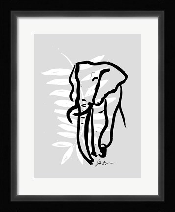 Framed Inked Safari Leaves II-Elephant Print