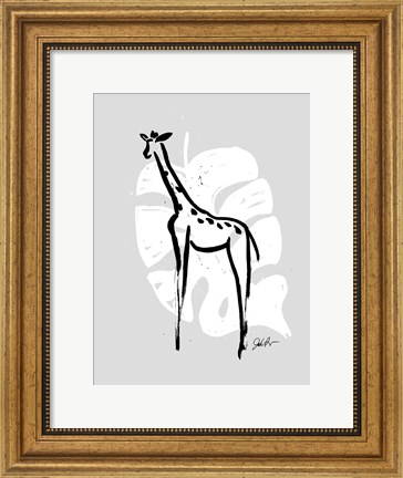 Framed Inked Safari Leaves IV-Giraffe 2 Print