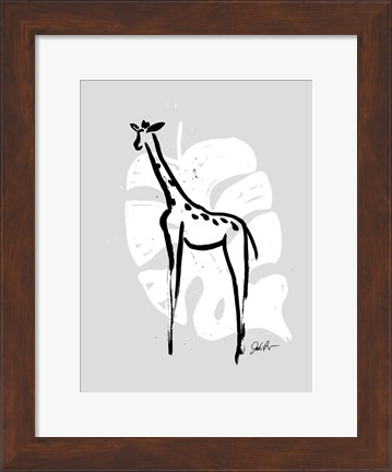 Framed Inked Safari Leaves IV-Giraffe 2 Print