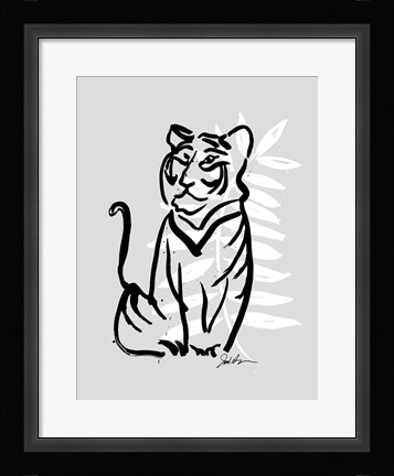 Framed Inked Safari Leaves V-Tiger Print