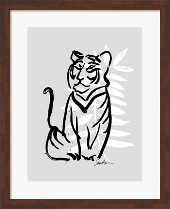 Framed Inked Safari Leaves V-Tiger Print