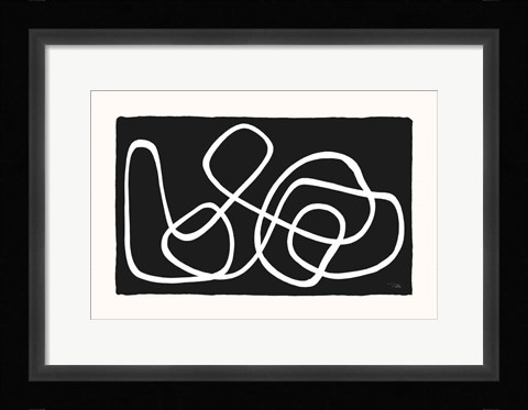 Framed Lines &amp; Curves on black I Print