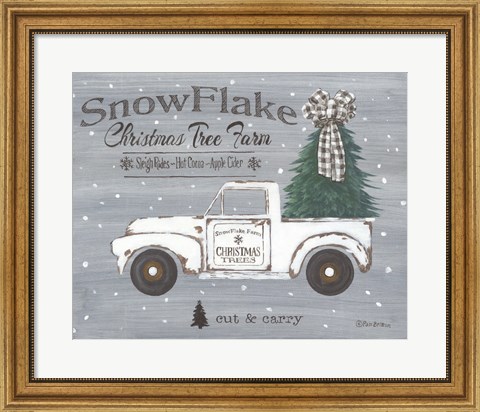 Framed Snowflake Christmas Tree Farm Print