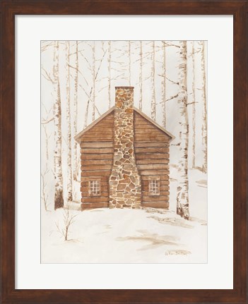 Framed Wintery Cabin Print