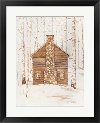 Framed Wintery Cabin Print