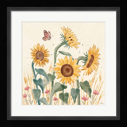 Framed Sunflower Season II Bright Print