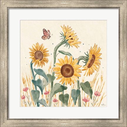 Framed Sunflower Season II Bright Print