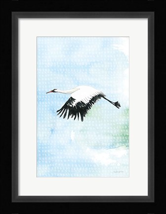 Framed Crane in Flight II Print